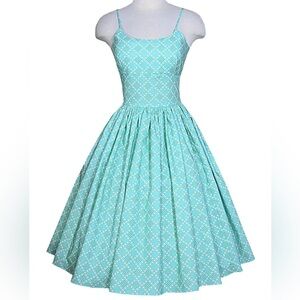 Bernie Dexter Aqua Blue Spaghetti-Strap Fit-and-Flare Dress